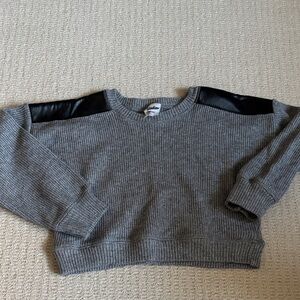 Cozy Gray Kids Sweater with Black Shoulder Accents